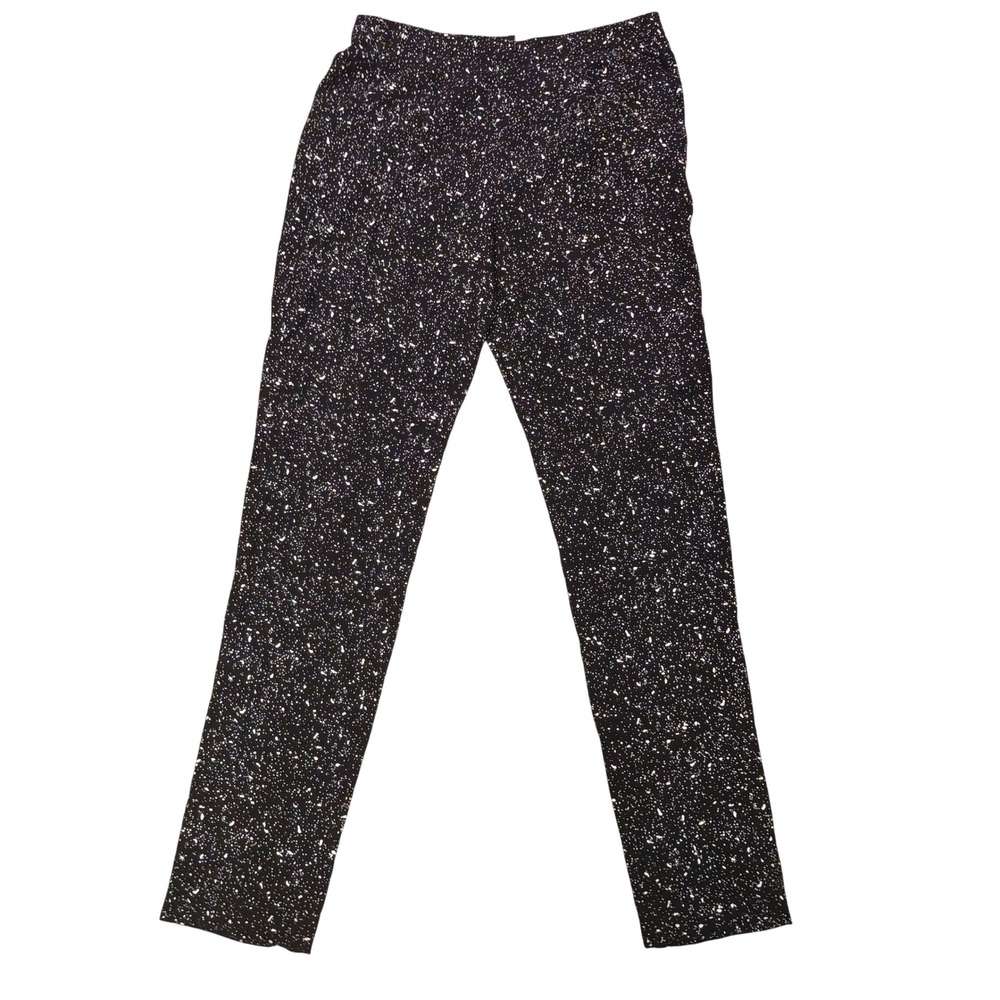 Diane von Furstenberg DVF Splatter Print Straight Leg Trousers Black White 10